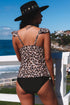 Wild Pattern Ruffled V Neck Swim Tankini Top