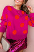 Playful Polka Dot Patterned Knit Pullover Sweater
