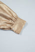 Metallic V Neck Button Cuff Long Sleeve Dolman Blouse