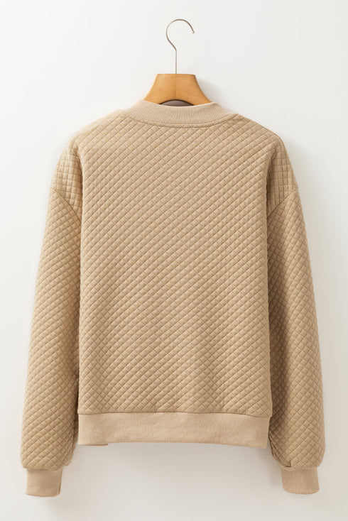 Geometric Textured Pattern Baseball Collar Jacket