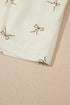 Dainty Bow Print Lace Trim Drawstring Casual Shorts