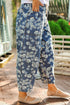 Dainty Floral Printed Drawstring Denim Barrel Jeans