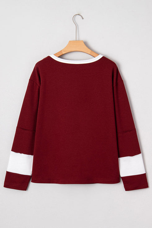 Daisy Applique Round Neck Long Sleeve Top