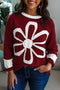 Daisy Applique Round Neck Long Sleeve Top