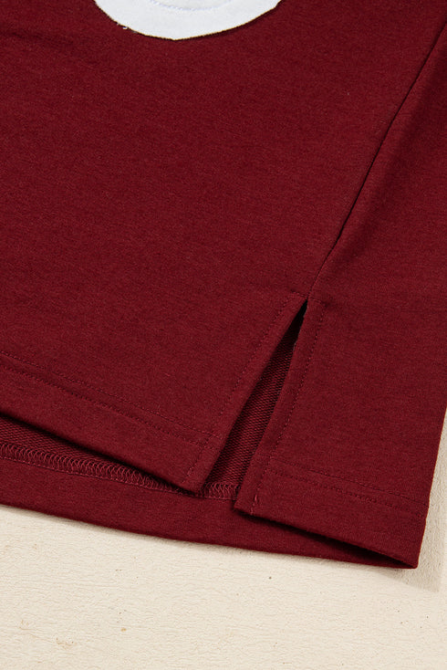 Daisy Applique Round Neck Long Sleeve Top