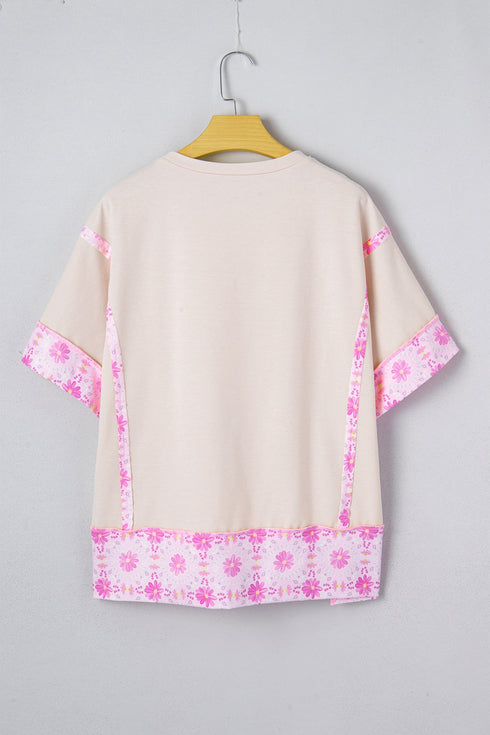 Daisy Floral Bow Detail Patchwork Applique T Shirt