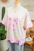 Daisy Floral Bow Detail Patchwork Applique T Shirt