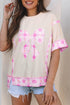 Daisy Floral Bow Detail Patchwork Applique T Shirt