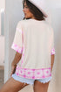 Daisy Floral Bow Detail Patchwork Applique T Shirt