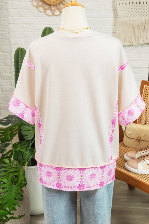 Daisy Floral Bow Detail Patchwork Applique T Shirt