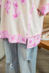 Daisy Floral Bow Detail Patchwork Applique T Shirt