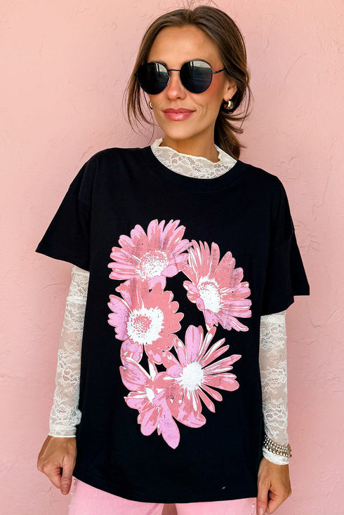 Daisy Floral Print Short Sleeve Graphic Tee
