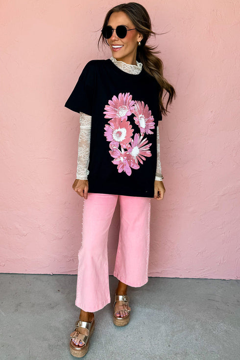 Daisy Floral Print Short Sleeve Graphic Tee