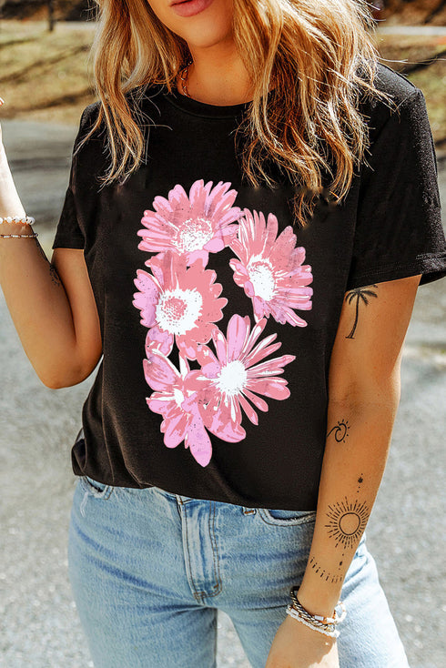 Daisy Floral Print Short Sleeve Graphic Tee