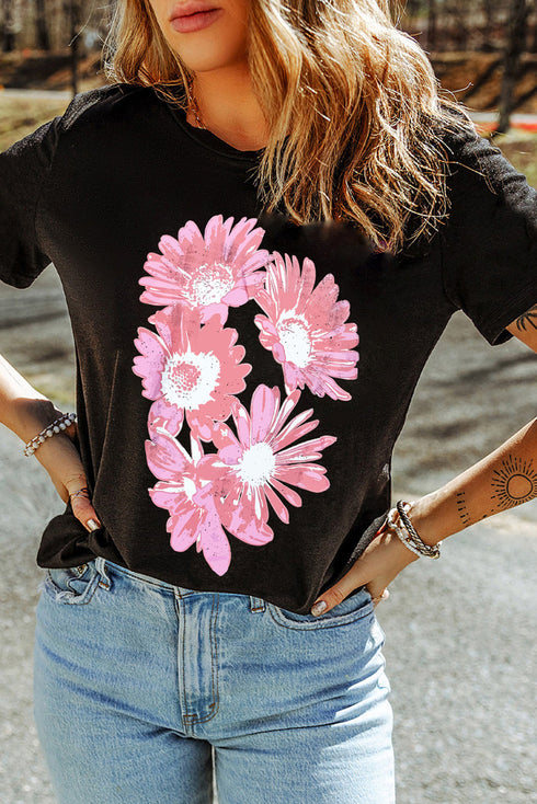 Daisy Floral Print Short Sleeve Graphic Tee