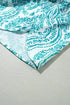 Damask Print Button Front Smocked Cuff Blouse