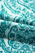 Damask Print Button Front Smocked Cuff Blouse