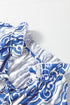 Damask Print Smocked Waist Flutter Sleeve Dress