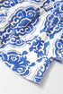 Damask Print Smocked Waist Flutter Sleeve Dress