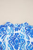 Damask Print Tie Neck Button Front Blouse