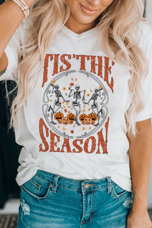 Dancing Skeleton Graphic Print Crew Neck Tee