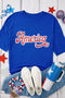 Dark Blue Contrast America Graphic Drop Shoulder Tee