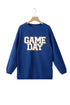 Dark Blue GAME DAY Glitter Detail Ribbed Drop Shoulder Sweatshirt