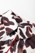 Dark Brown Contrast Trim Patchwork Leopard Print Half Sleeve Shirt