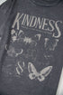 Dark Grey Kindness Butterflies Graphic Mineral Wash Loose Tee