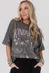 Dark Grey Kindness Butterflies Graphic Mineral Wash Loose Tee
