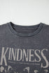 Dark Grey Kindness Butterflies Graphic Mineral Wash Loose Tee