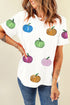 Dazzling Rainbow Sequin Pumpkin Patch Halloween Graphic Tee