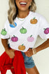 Dazzling Rainbow Sequin Pumpkin Patch Halloween Graphic Tee