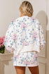 Floral Print Long Sleeve Top Elastic Waist Skort Two Piece Dress Set