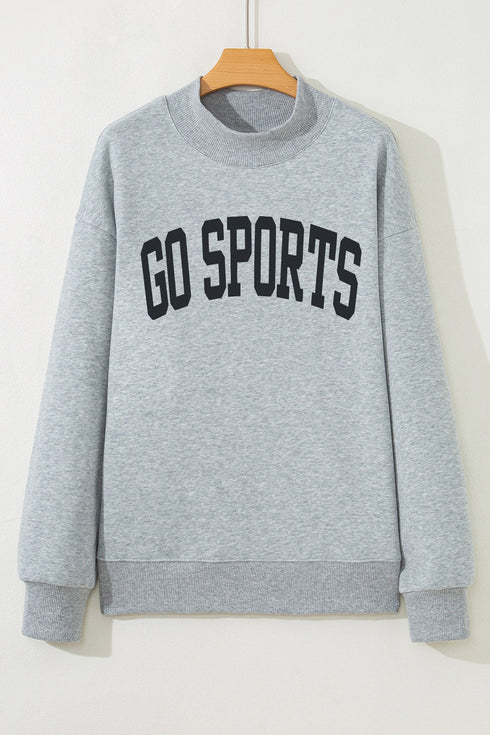 Bold Athletic Letter Graphic Mock Neck Sweatshirt