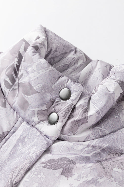 Camouflage Leaf Print Quilted Puffer Layering Vest