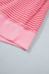 Striped Ribbed Patchwork Mock Neck Baggy Pullover Short Set