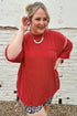 Twist Ribbed Tunic Round Neck Bracelet Sleeve Top