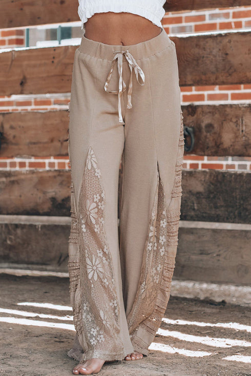 Bohemian Sheer Lace Patchwork Wide Leg Pants