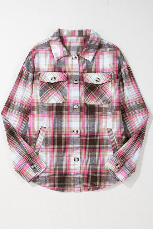 Exclusive Casual Flap Pocket Button Up Plaid Shacket