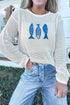 Pure Acrylic Open Knit Fish Embroidered Sweater