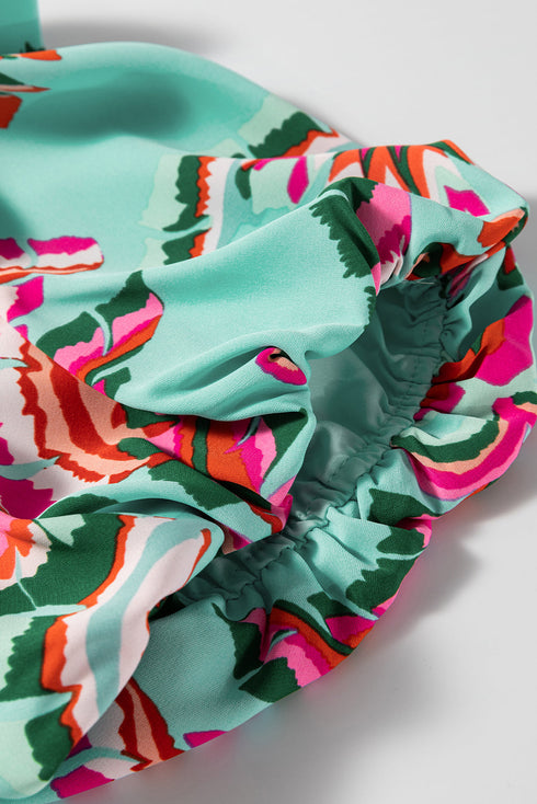 Abstract Lace-up High Waist Buttoned Mini Dress