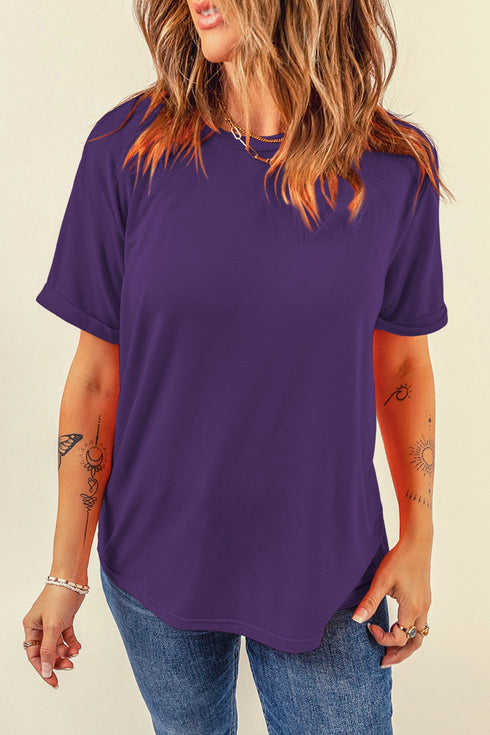 Soft Stretch Blend Crew Neck Short Sleeve Tee