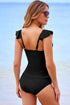 Ruffle Strap Cutout Wrapped Bodice Tankini Top