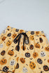 Pumpkin Face Print Ruffle Long Sleeve Two Piece Lounge Set