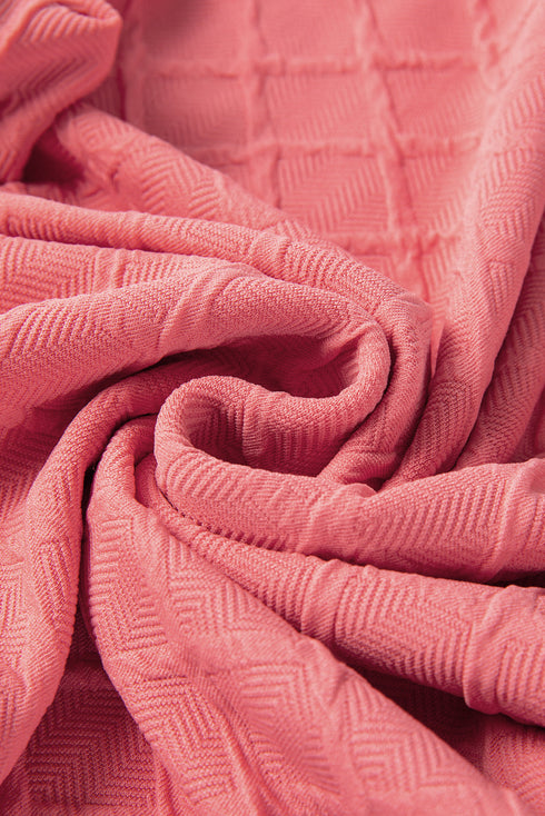 Textured Checkered Tee And Drawstring Short Sets