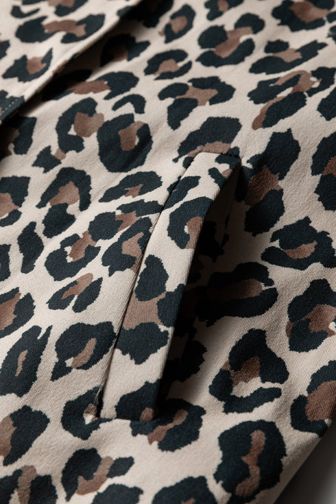 All Over Leopard Print Open Front Western Denim Vest