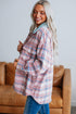 Color Block Collared Flap Pocket Relaxed Plaid Shacket