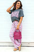 Mama Letter Graphic Tee Camouflage Print Loose Pant Set