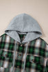 Plaid Print Chest Pocket Button Down Hooded Shacket